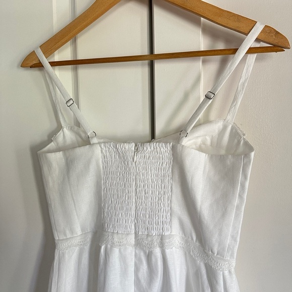 NEW Reformation Arya Mini Linen Dress Lace Detail Adjustable Straps White | sz 2 - Picture 10 of 14